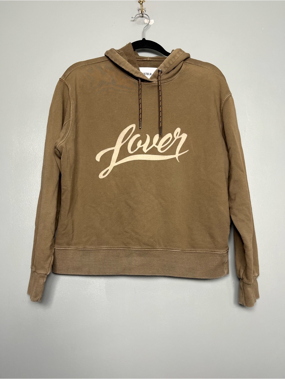 Pistola Lover Reverse Weave Hoodie Casual Sweatshirt Brown Tan Womens Size S